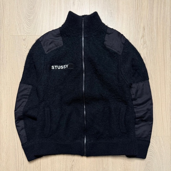 Stussy Other - Vintage Stussy Wool Full Zip Knit Jacket Mens Medium Black Panels Y2K Streetwear